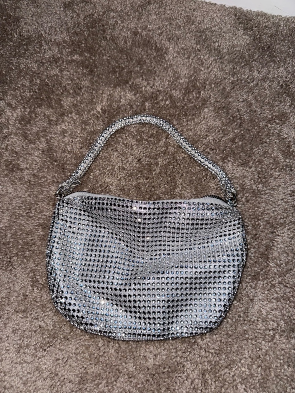 Silver Rhinestone Small Wristlet Bag